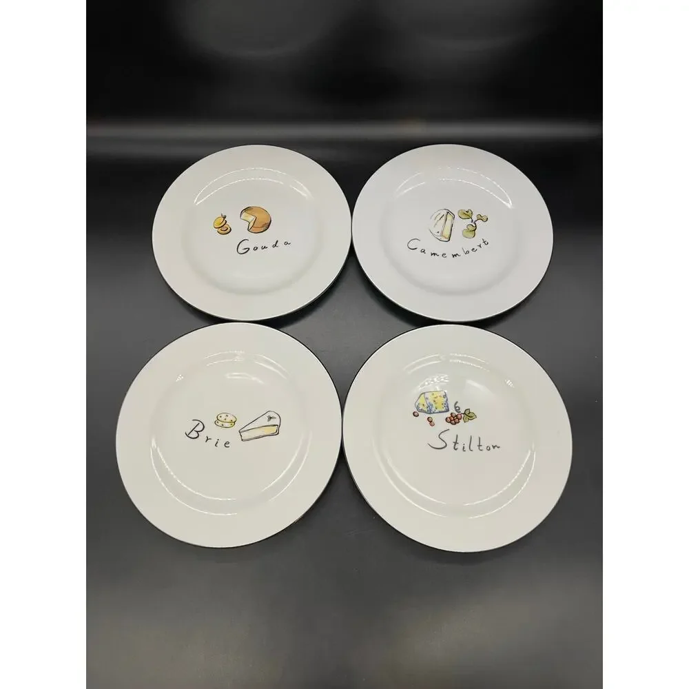 Pottery Barn Set of 4 Cheese Appetizer Snack Dessert Plates 7.75